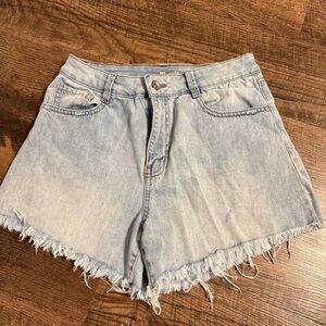 Denim Frayed Hem Women Shorts
